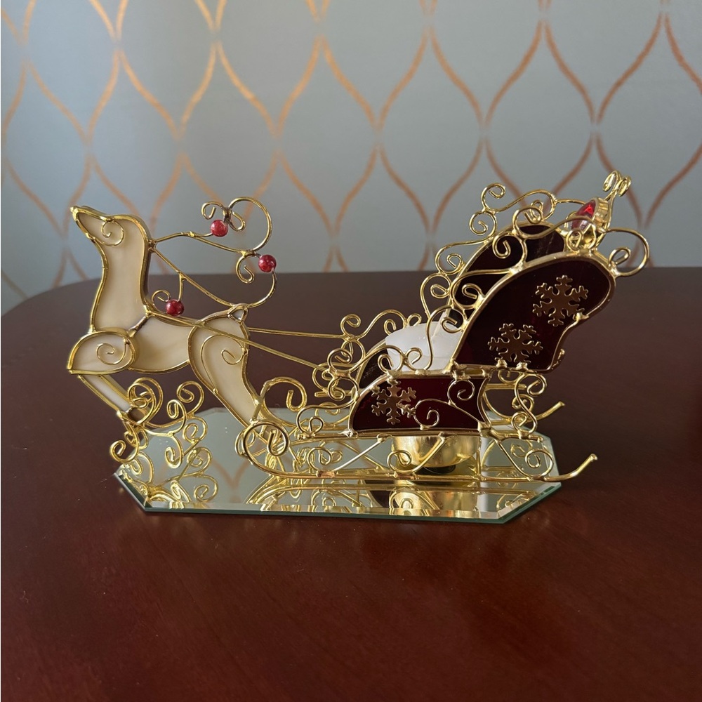 Acrylic Reindeer and Sleight candle holder